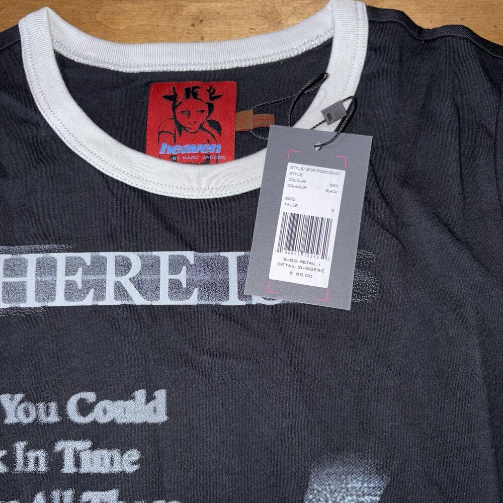 Heaven by Marc Jacobs Donnie Darko Black cropped baby tee Where Is Donnie? NWT - Picture 5 of 5